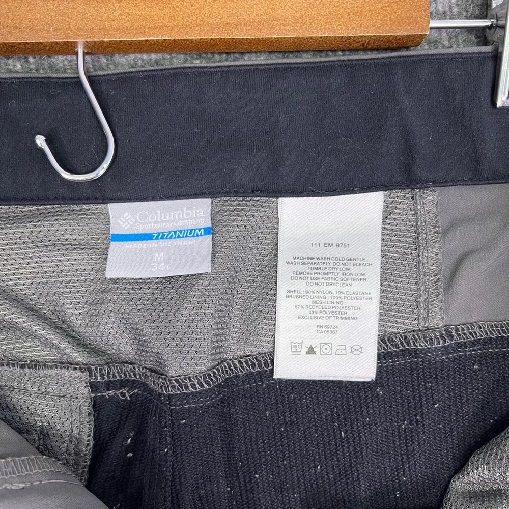 Columbia Titanium Pants Mens M Gray Belted Performance Hiking Omni Wick Outdoors